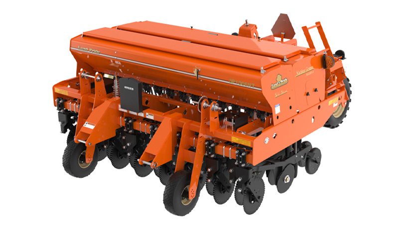 New Land Pride 3P1006NT Compact Drill photographed on an isolated white sweep background.