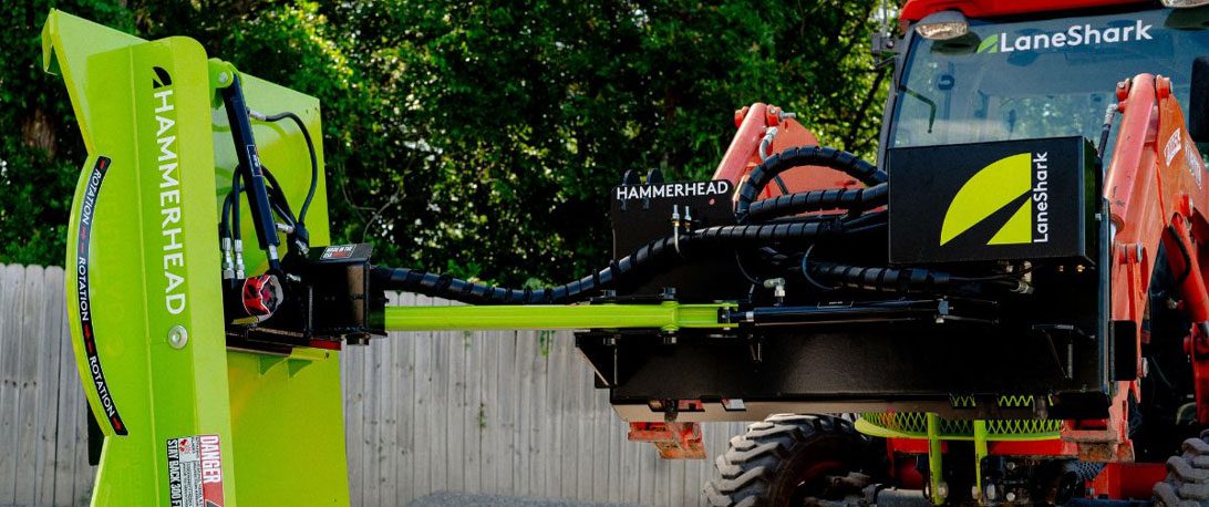 Landshark cutting attachment working on brushes.